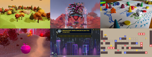 A banner displaying games on display at Drop in and Play May 2025